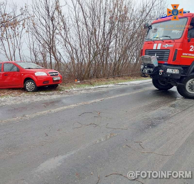 Рятувальники Кіровоградщини надають допомогу водіям транспортних засобів та громадянам, що стали заручниками негоди